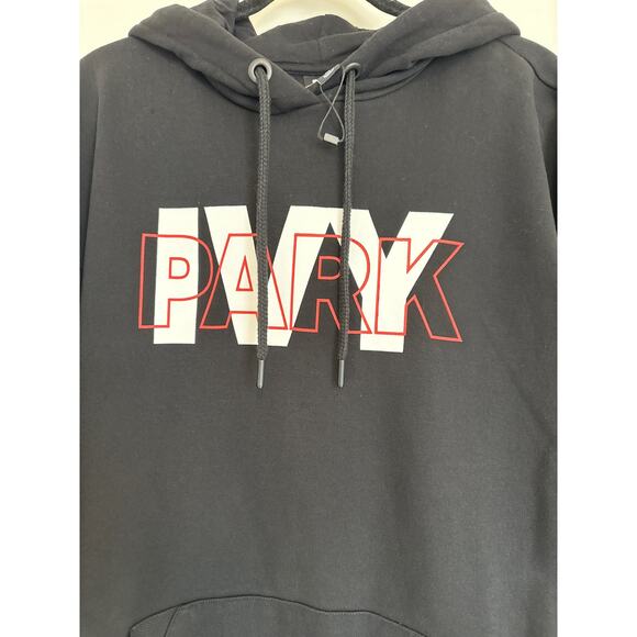 Ivy Park Layered Logo Graphic Hoodie Oversized Sweatshirt Black Sz M Streetwear - Picture 5 of 10
